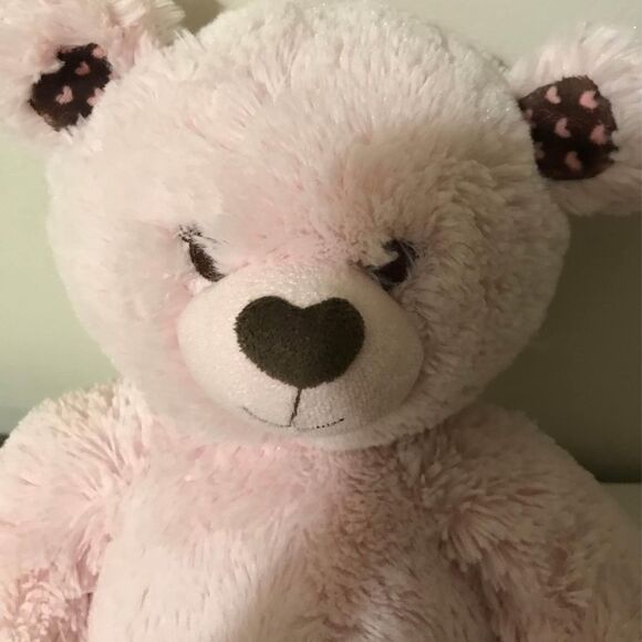 Valentines Build A Bear Workshop Pink Teddy 16” plush 2013 brown paw hearts - Picture 4 of 4